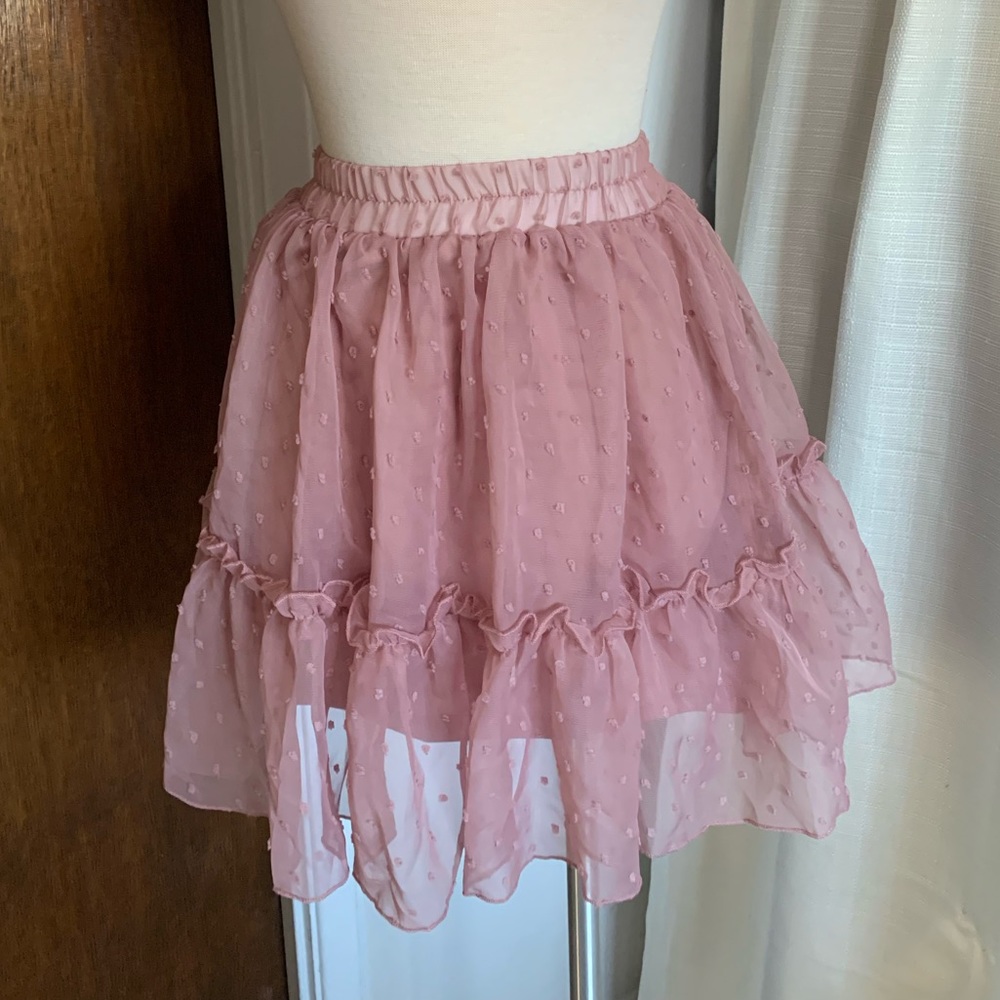 Rust Pink Skirt. Elastic Waist Band